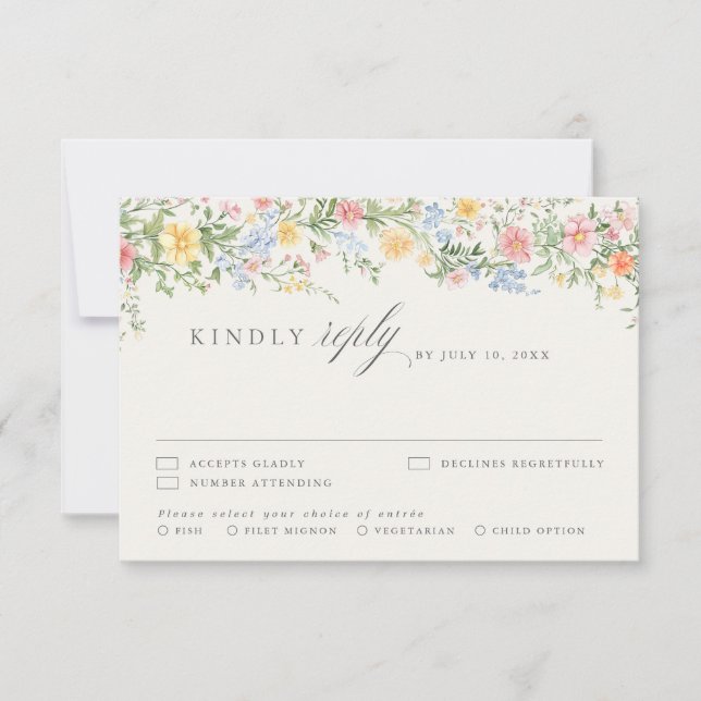 Invitación Pastel Wildflower Spring Garden Floral RSVP Card (Anverso)