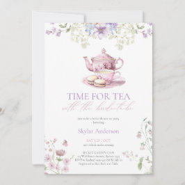 Invitación Pastel Wildflower Time for Tea Bridal Shower Party