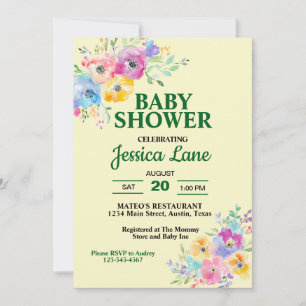 Invitación Pastel Wildflowers Baby Shower