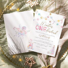 Invitación Pastel Winter Onederland Primera fiesta de cumplea