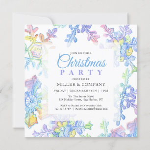 Invitación Pastel Winter Snowflakes Navidades corporativos Fi