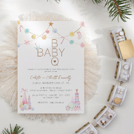 Invitación Pastel Winter Wonderland BBQ Baby Shower