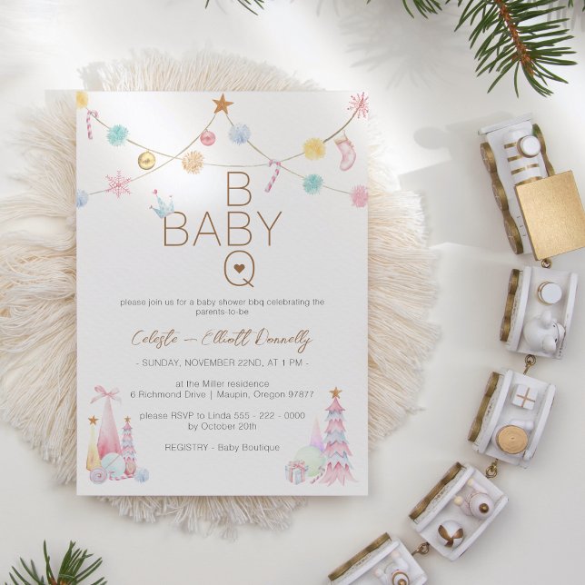 Invitación Pastel Winter Wonderland BBQ Baby Shower (Subido por el creador)