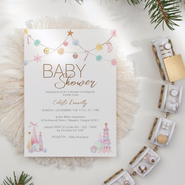 Invitación Pastel Winter Wonderland Neutral Baby Shower (Subido por el creador)