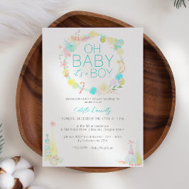 Invitación Pastel Winter Wonderland Oh Baby Boy Shower