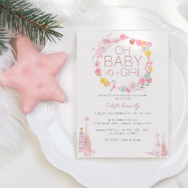 Invitación Pastel Winter Wonderland Oh Baby Girl Shower