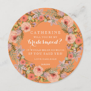 Invitación Pastel Wreath Serás Mi Nodesempleada Anaranjado
