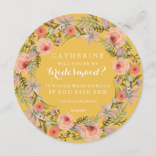 Invitación Pastel Wreath Serás Mi Noviera  Amarillo