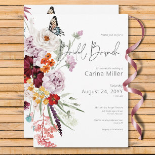 Invitación Pastel y Borgoña Blooms Floral Bridal Brunch