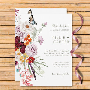 Invitación Pastel y Borgoña florecen Bodas florales modernos