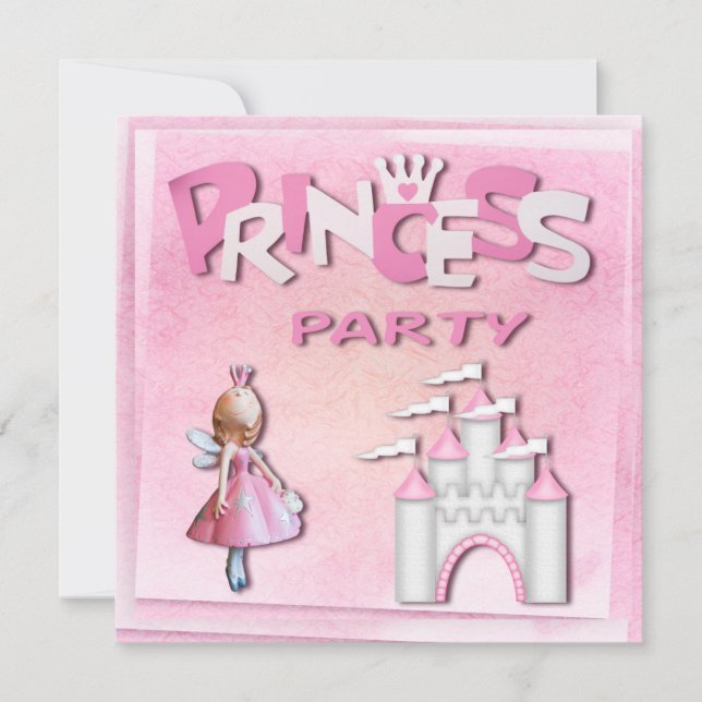 Invitación Pastel y castillo de fiesta de cumpleaños de la pr (Anverso)