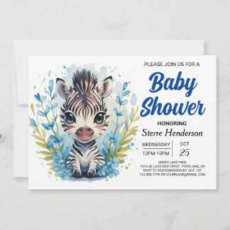 Invitación Pastel Zebra Safari Sorpresa Baby Shower