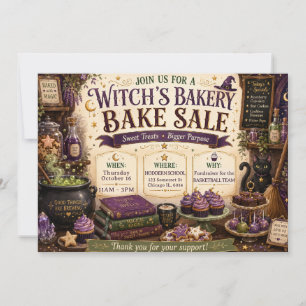 Invitación Pastelería de Brujas de Halloween Venta de Hornead