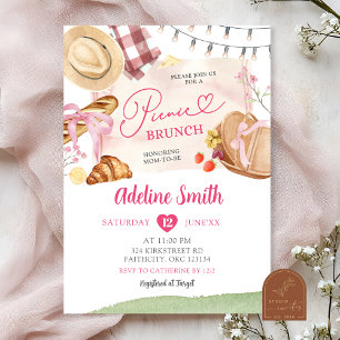 Invitación Pastelería de verano rosa Picnic Bridal Shower Bru