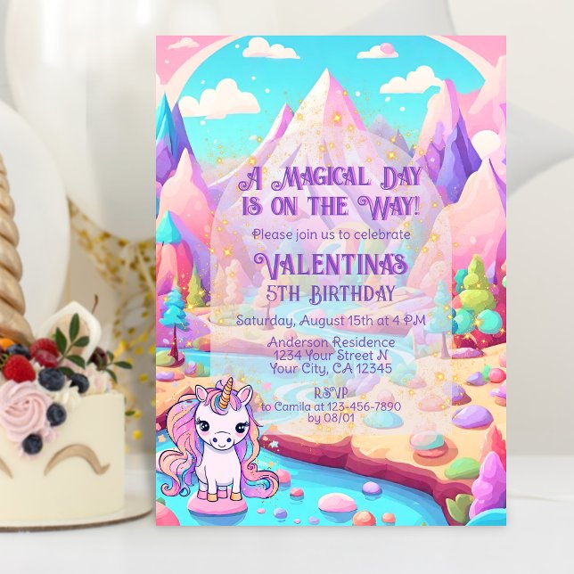 Invitación Pasteles coloridos Día mágico lindo cumpleaños uni (Subido por el creador)