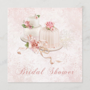 Invitación Pasteles de bodas de Rubor con los rosas, ducha