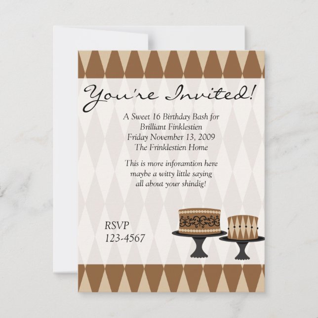 Invitación Pasteles de chocolate (Anverso)