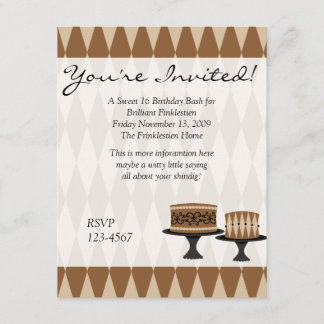 Invitación Pasteles de chocolate