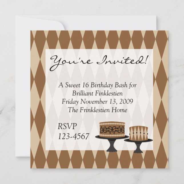 Invitación Pasteles de chocolate (Anverso)
