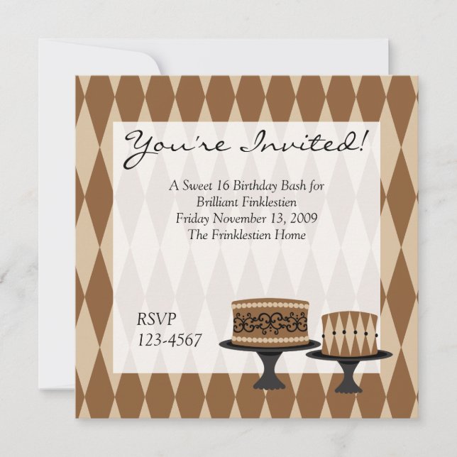 Invitación Pasteles de chocolate (Anverso)