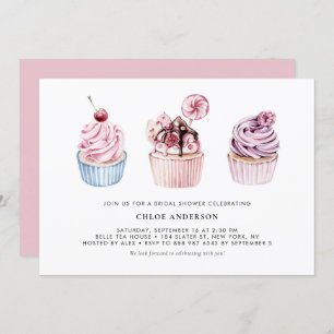 Invitación Pasteles de color rosa y púrpura en la ducha de no