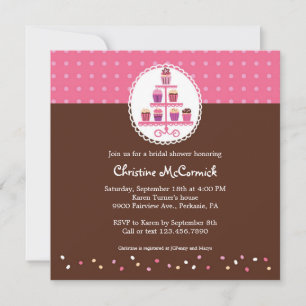 Invitación Pasteles en una base (rosa/marrón)