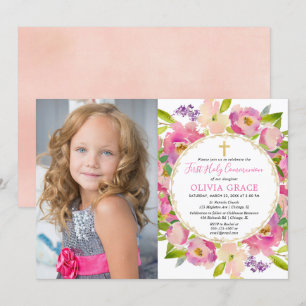Invitación Pasteles florales de color rosa Rubor Primera foto