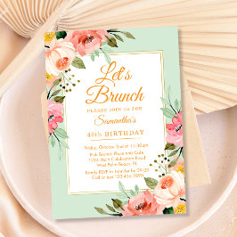 Invitación Pasteles Florales Rosa Vamos a Brunch Fiesta de Cu