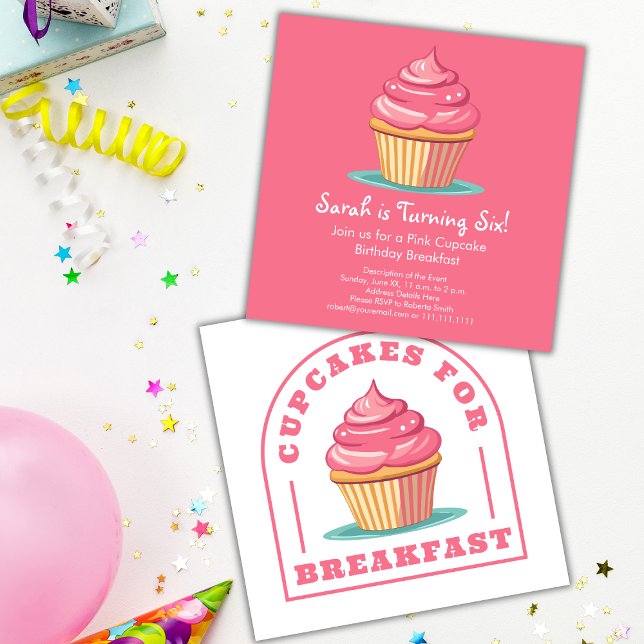 Invitación Pasteles rosados Brunch de cumpleaños o desayuno (Subido por el creador)