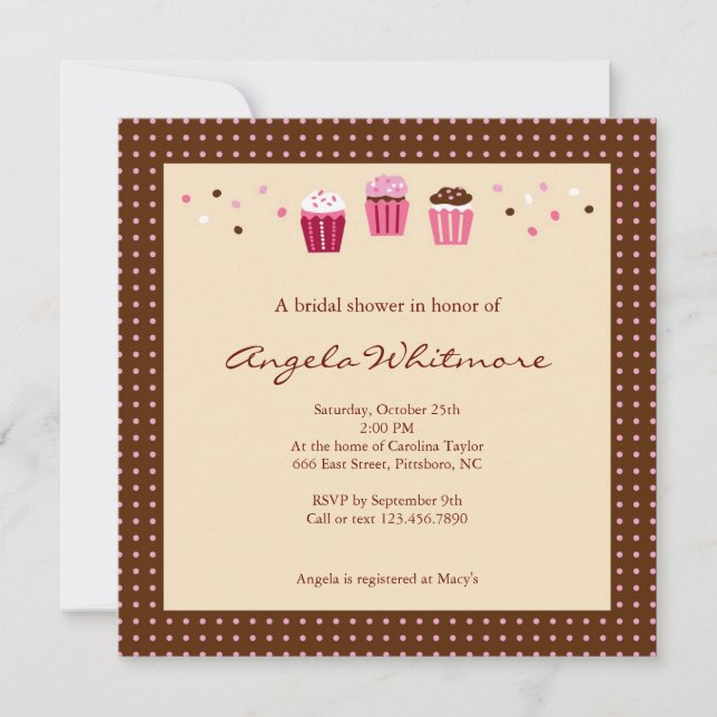 Invitación Pasteles rosas, marrones y crema (Anverso)