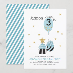Invitación Pasteles y globos falsos cumpleaños de Purpurina