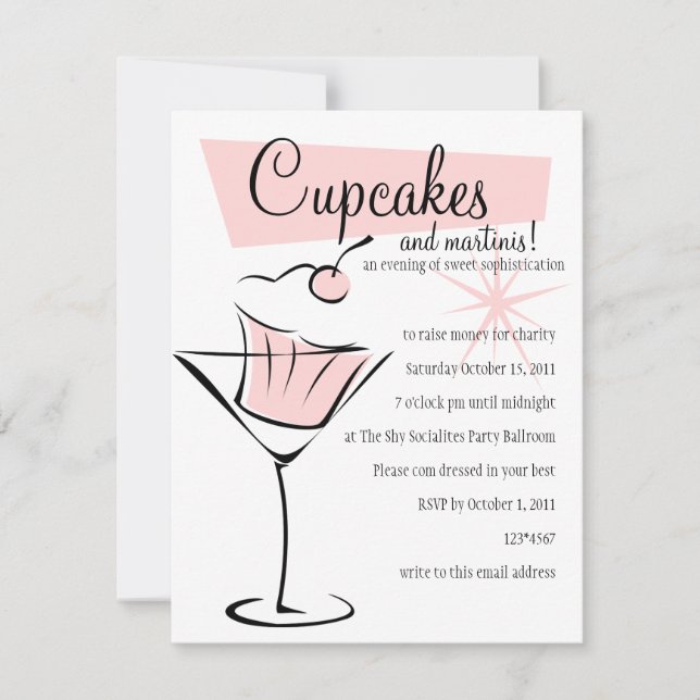 Invitación ¡Pasteles y Martinis! (Anverso)