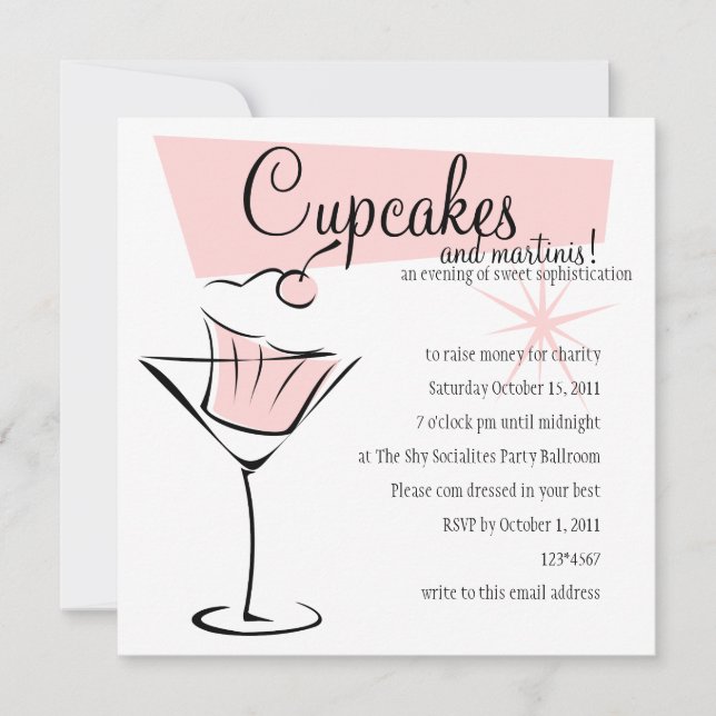 Invitación ¡Pasteles y Martinis! (Anverso)