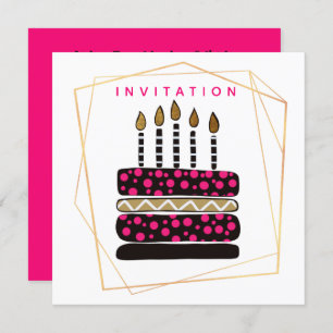 Invitación Pasteles y velas/Fiesta de oro/cumpleaños negro ro