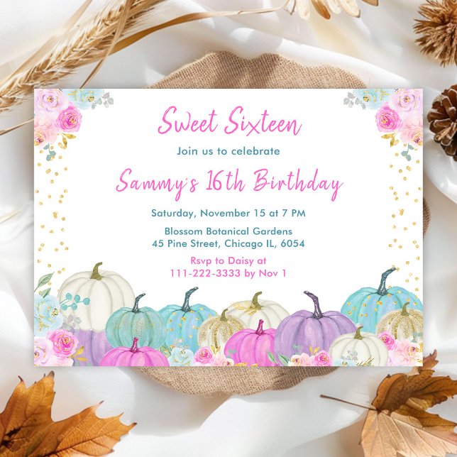 Invitación Pastelitos de Calabaza Confeti Cumpleaños Dieciséi (Subido por el creador)