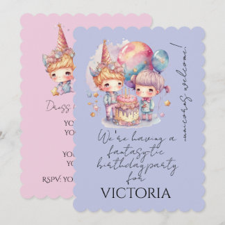 Invitación Pastelitos Unicornios Lila Adorables Globos para P
