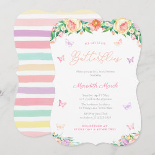 Invitación Pastels Butterflies Garden Bridal Shower Fiesta