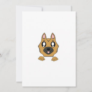 Invitación pastor alemán asomándose dibujo animado
