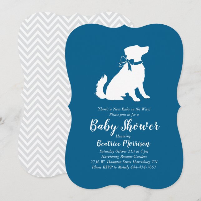 Invitación Pastor australiano Perro Baby Shower Blue Boy (Anverso / Reverso)