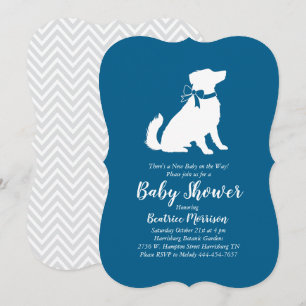 Invitación Pastor australiano Perro Baby Shower Blue Boy