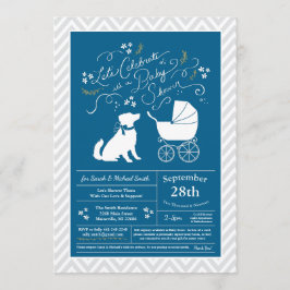Invitación Pastor australiano Perro Baby Shower Blue Boy