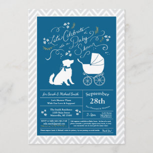 Invitación Pastor australiano Perro Baby Shower Blue Boy