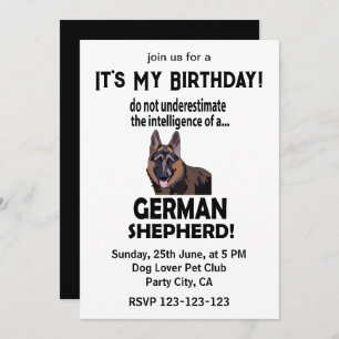 Invitación Pastor Mascota Alemán Cumpleaños Pastor Alemán