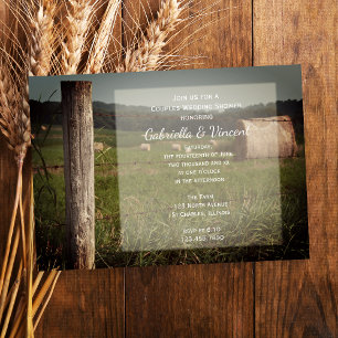 Invitación Pastos de granja verde Parejas de rancho Ducha de