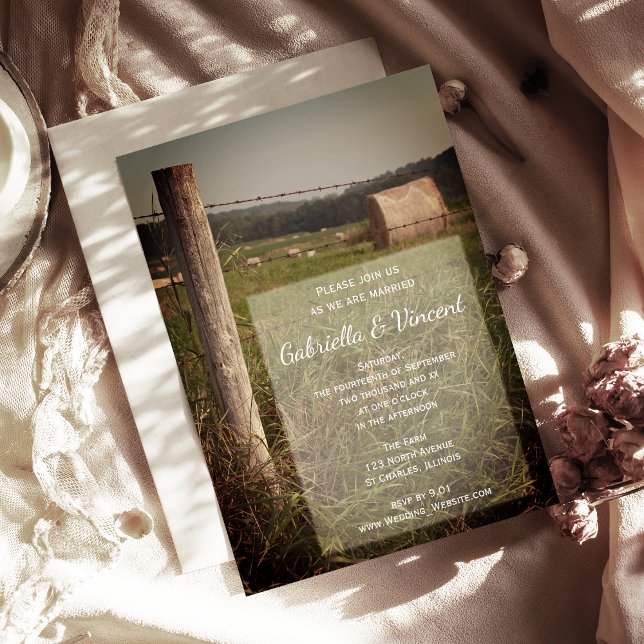 Invitación Pastos verdes Boda de granja rural rural (Subido por el creador)