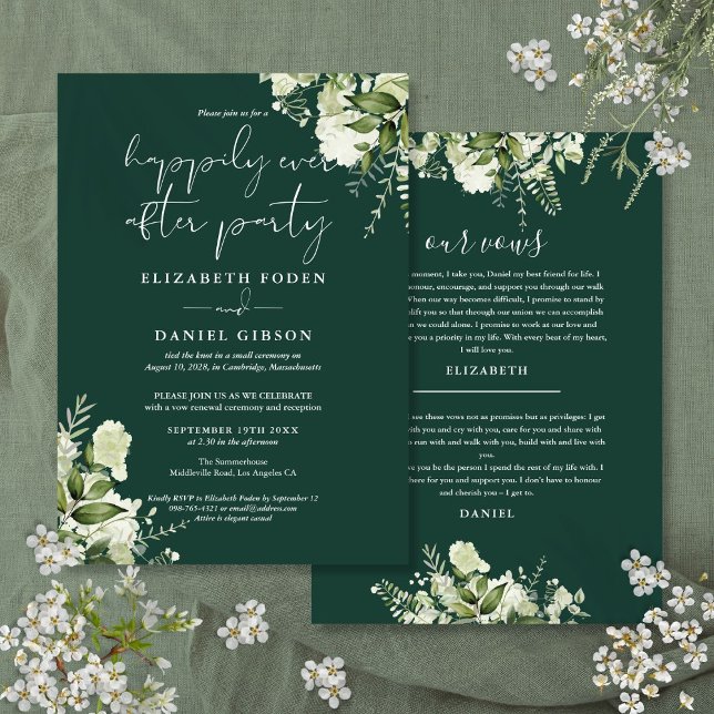 Invitación Pastosidad Juramentos de Boda de la Fiesta Feliz p (Greenery Happily Ever After Party Wedding Vows Invitation
)