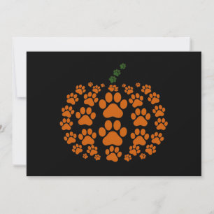 Invitación Pata Calabaza Huella de Pata de Perro Día de Acció