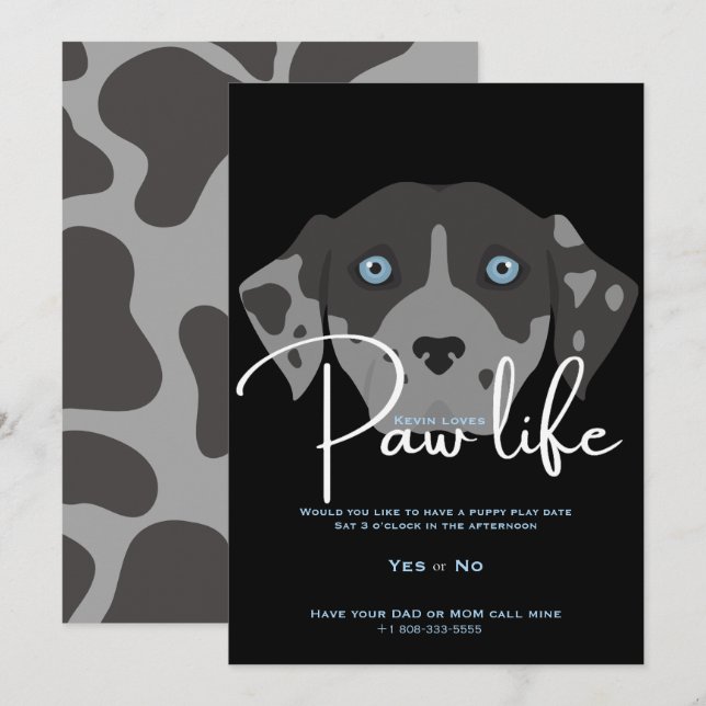 Invitación Pata de cachorro lindo fiesta de la vida  (Anverso / Reverso)