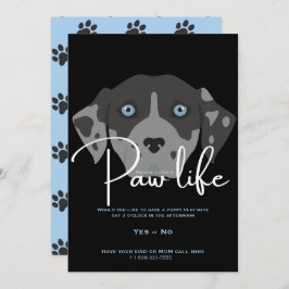 Invitación Pata de perro cachorro lindo fiesta de la vida