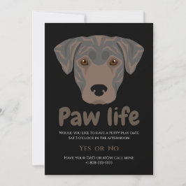 Invitación Pata de perro cachorro lindo fiesta de la vida